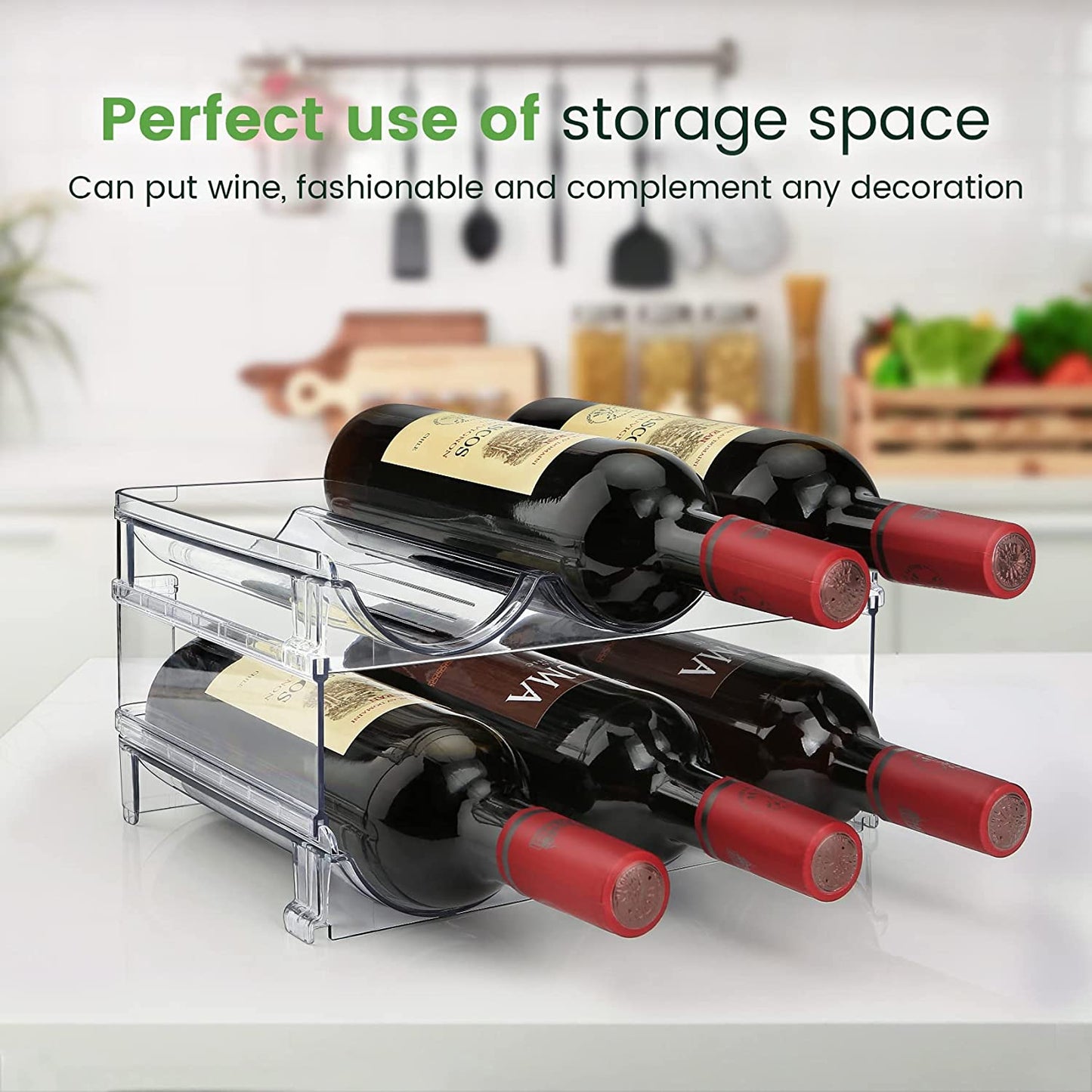 Water Bottle Organizer for Cabinet, 2 Packs Water Bottle Storage Rack, Water Bottle Holder for Cabinet, Stackable Water Bottle Storage Rack