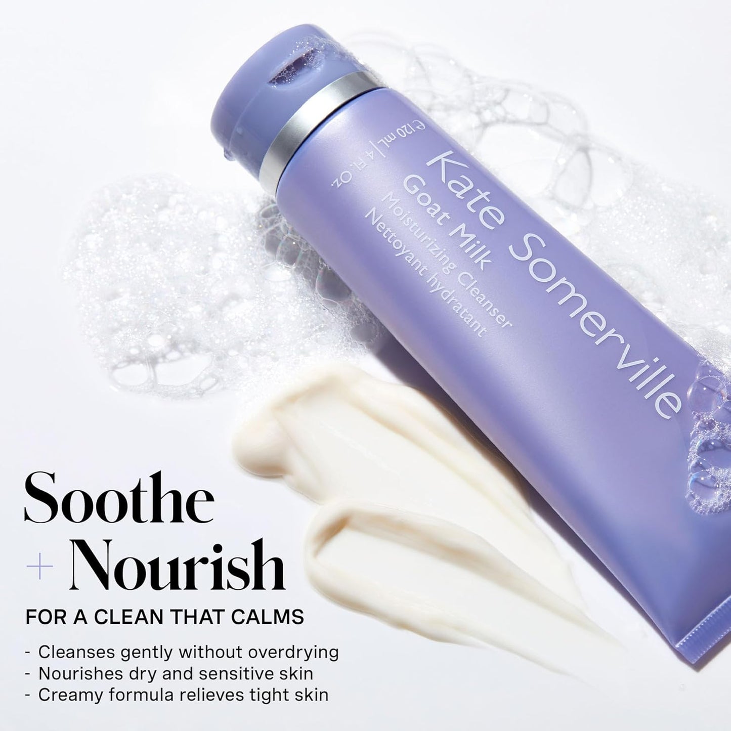 Goat Milk Moisturizing Cleanser - Gentle Daily Face Wash – Creamy Hydrating Facial Treatment Suitable for Sensitive Skin, 120 Ml | 4 Fl Oz