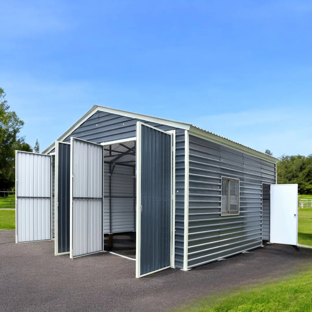 20’ X 20’ Metal Garage Shed, 9' High Double Front Doors, 13' Peak, 400 Sq-Ft TMG-MS2020