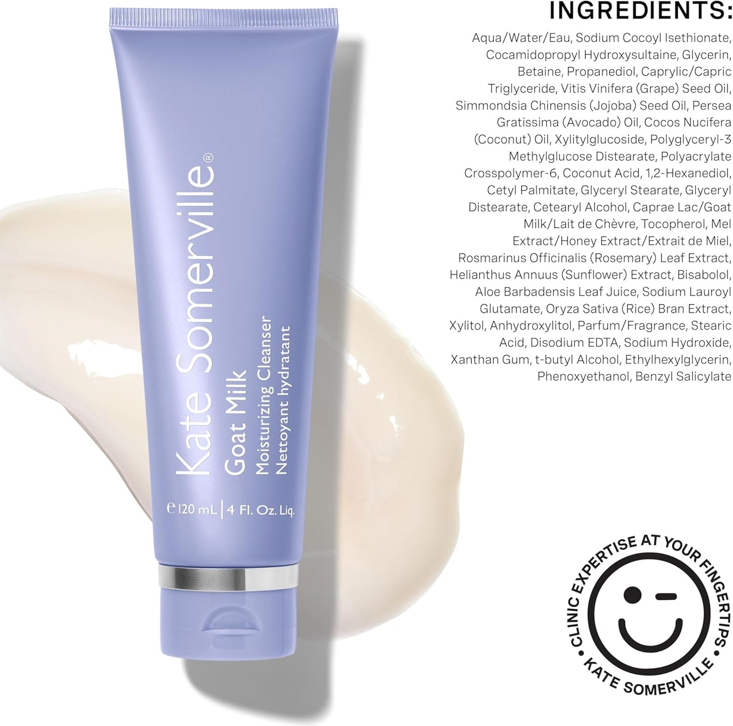 Goat Milk Moisturizing Cleanser - Gentle Daily Face Wash – Creamy Hydrating Facial Treatment Suitable for Sensitive Skin, 120 Ml | 4 Fl Oz