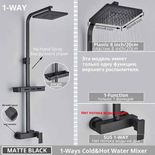 Bathroom Faucet Chrome/Black Rain Shower Head Bath Faucet Wall Mounted Bathtub Shower Mixer Tap Shower Faucet Shower Set Mixer