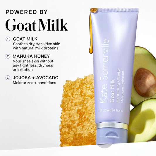 Goat Milk Moisturizing Cleanser - Gentle Daily Face Wash – Creamy Hydrating Facial Treatment Suitable for Sensitive Skin, 120 Ml | 4 Fl Oz