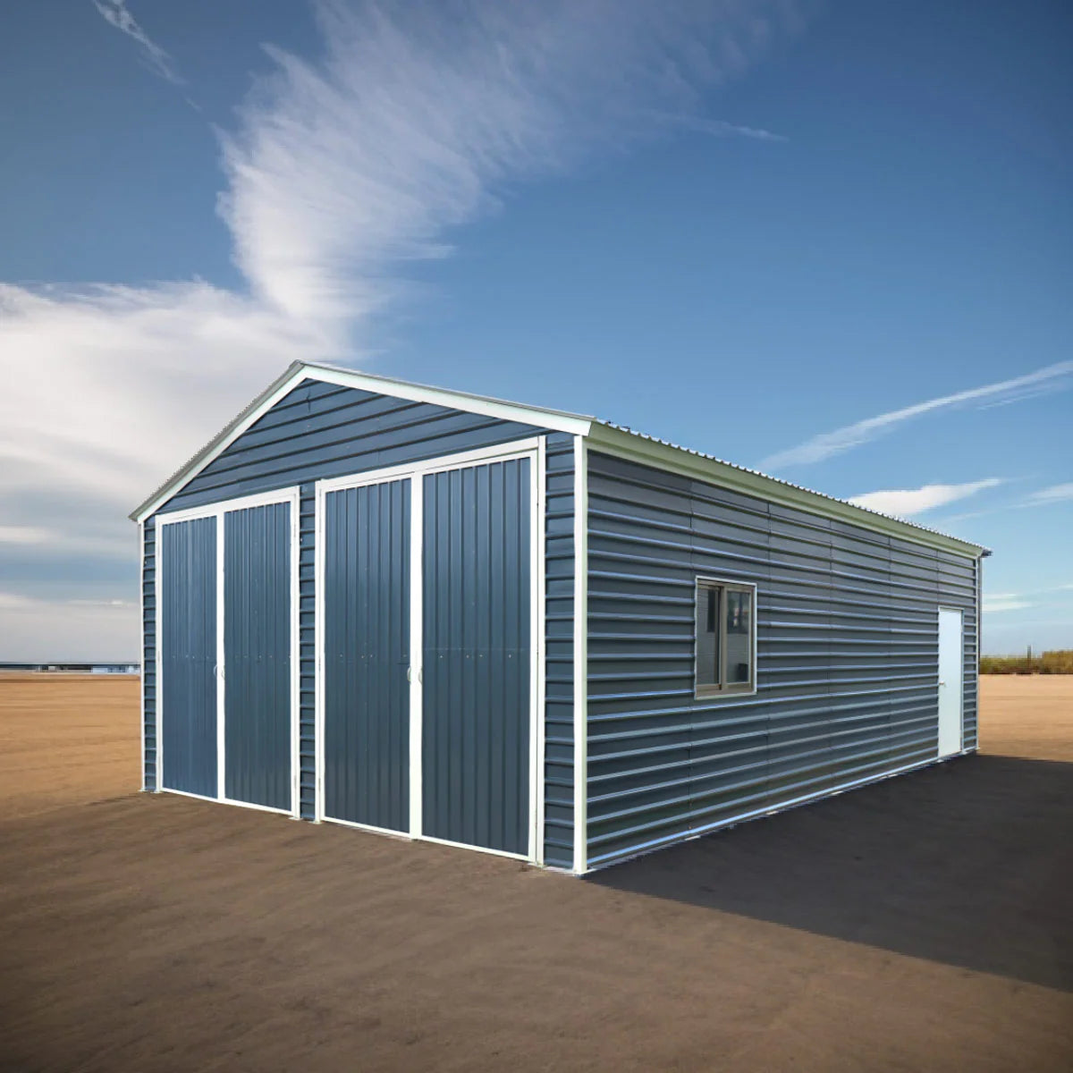 20’ X 30’ Metal Garage Shed, 9' High Double Front Doors, 13’ Peak, 600 Sq-Ft TMG-MS2030