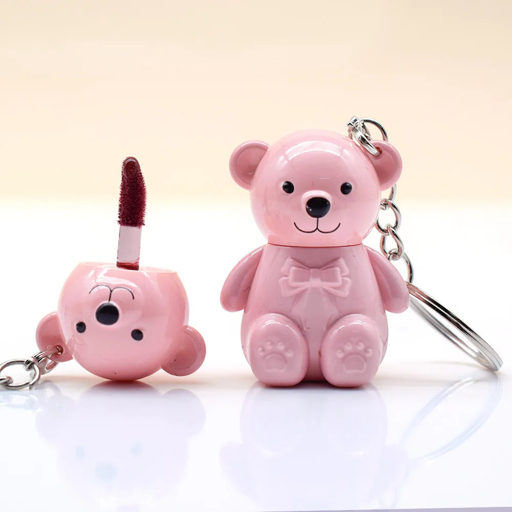 24Pcs Cute Bear Lip Gloss 6 Colors Set Woman Longlasting Nonstick Lip Tints Lips Makeup Bulk Wholesale