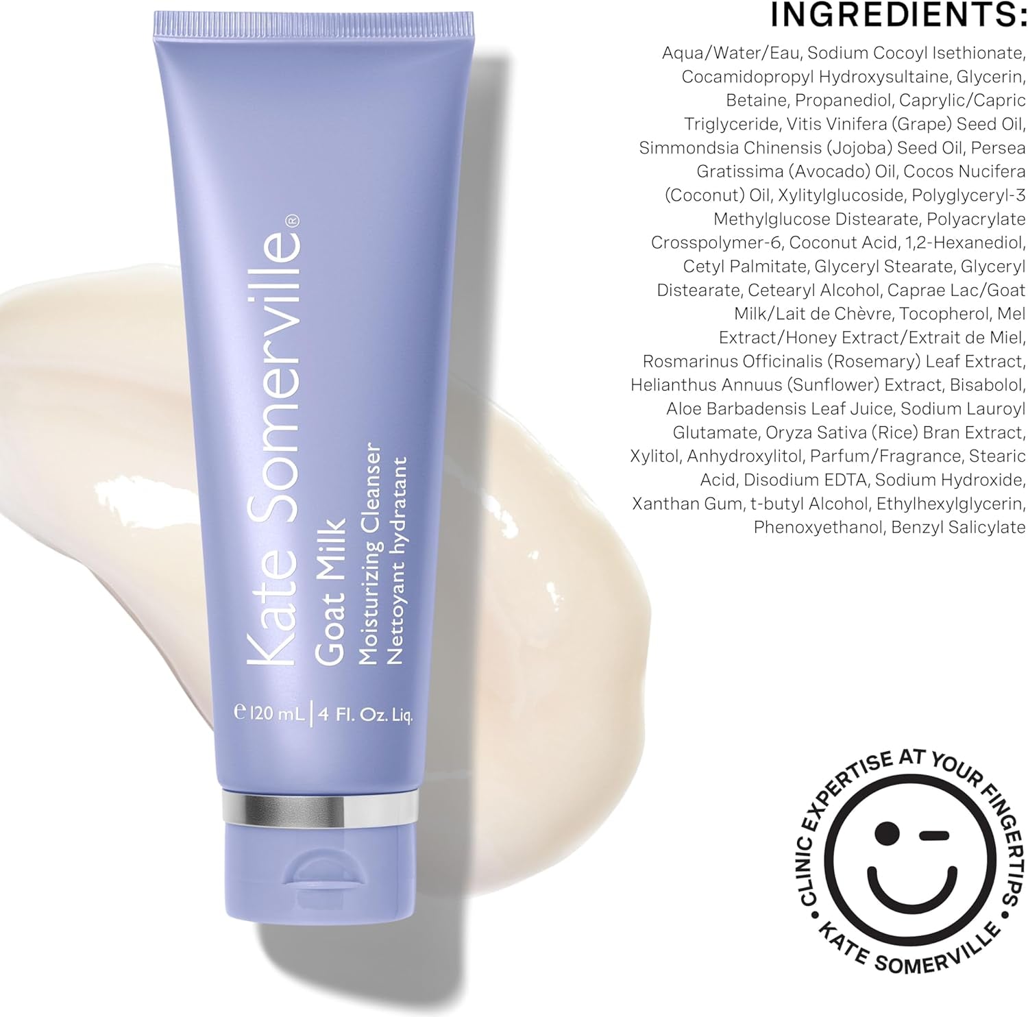 Goat Milk Moisturizing Cleanser - Gentle Daily Face Wash – Creamy Hydrating Facial Treatment Suitable for Sensitive Skin, 120 Ml | 4 Fl Oz
