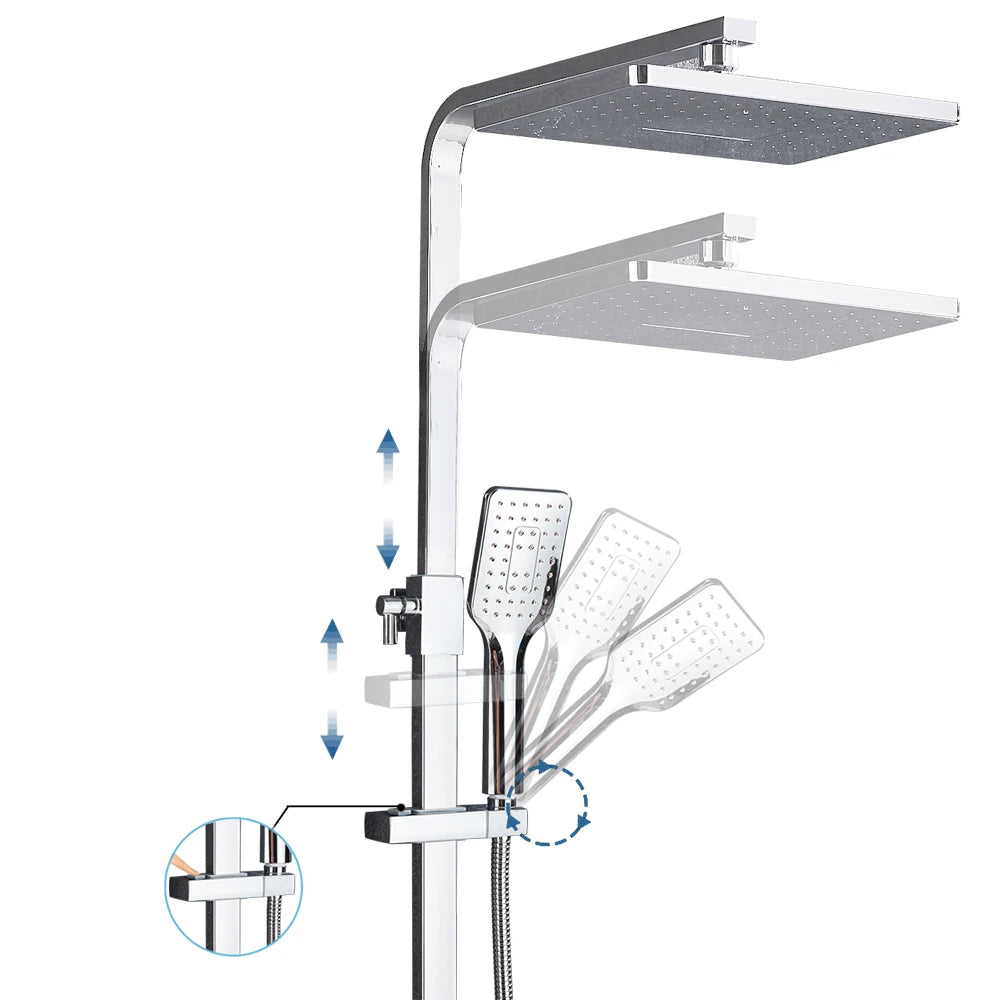 Bathroom Faucet Chrome/Black Rain Shower Head Bath Faucet Wall Mounted Bathtub Shower Mixer Tap Shower Faucet Shower Set Mixer
