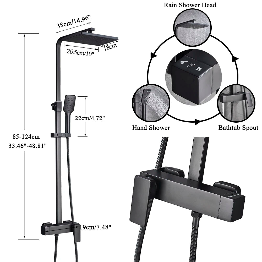 Bathroom Faucet Chrome/Black Rain Shower Head Bath Faucet Wall Mounted Bathtub Shower Mixer Tap Shower Faucet Shower Set Mixer