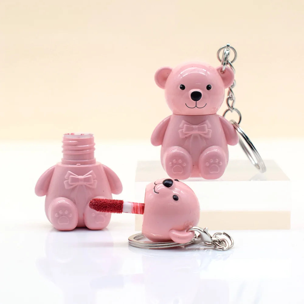 24Pcs Cute Bear Lip Gloss 6 Colors Set Woman Longlasting Nonstick Lip Tints Lips Makeup Bulk Wholesale