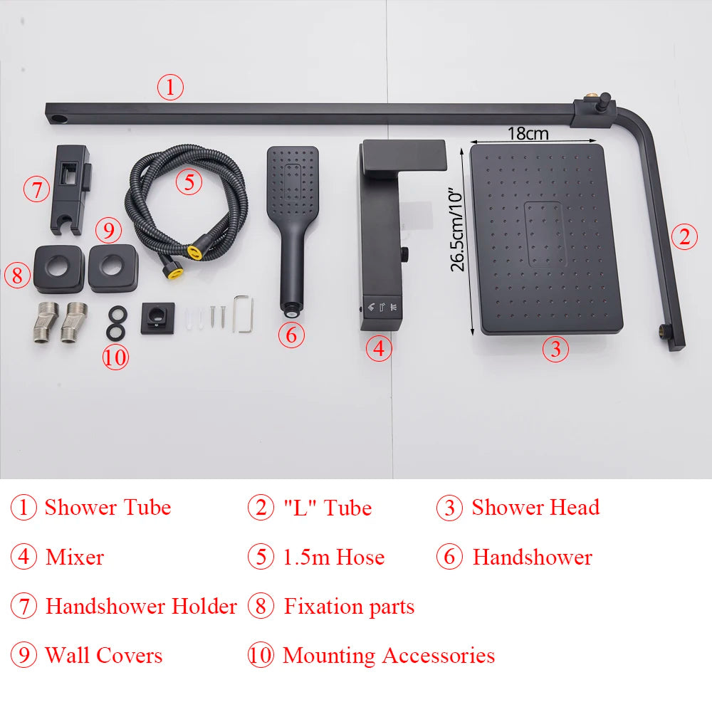 Bathroom Faucet Chrome/Black Rain Shower Head Bath Faucet Wall Mounted Bathtub Shower Mixer Tap Shower Faucet Shower Set Mixer
